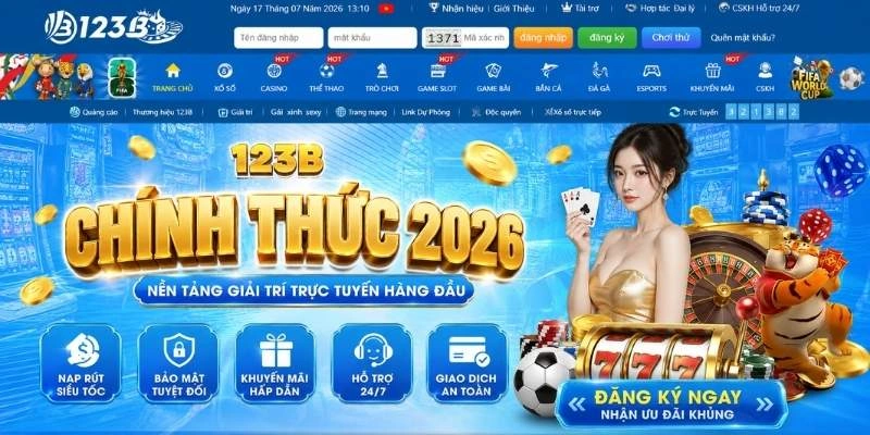 Giao diện trang chủ 123B
