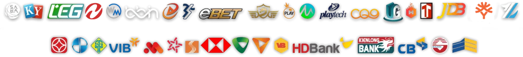 Logo các đối tác trò chơi và ngân hàng thanh toán được hỗ trợ trên nền tảng 123B